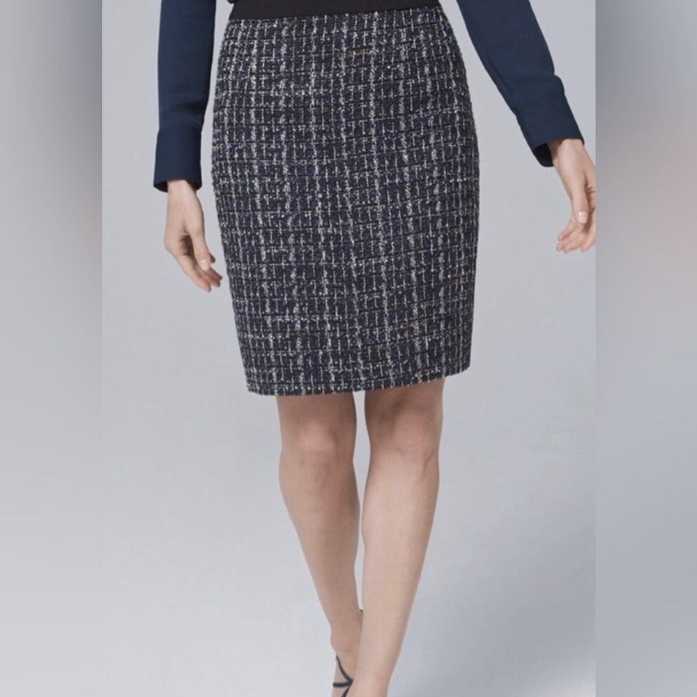 White House Black Market navy and black tweed skirt size 10 work wear, business
